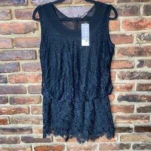 NWT John Fashion Black Lace Sleeveless Empire Waist Top Women's Size 2XL